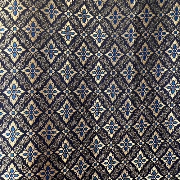 NAVY and gold hand woven silk Turkish tapestry - Picture 4 of 5